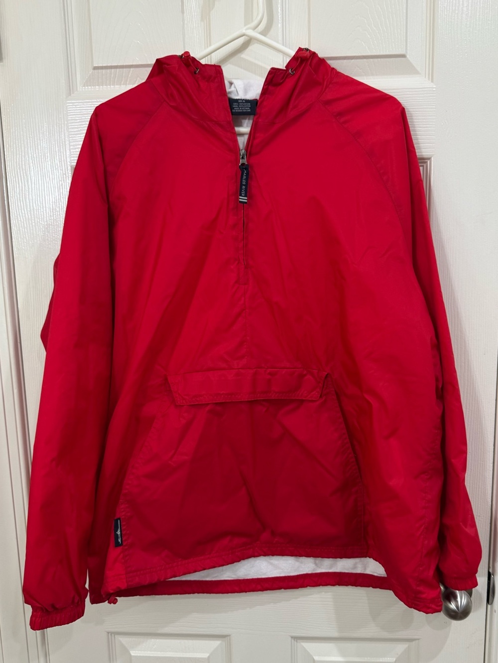 Charles River Apparel Red Hooded Windbreaker Pullover